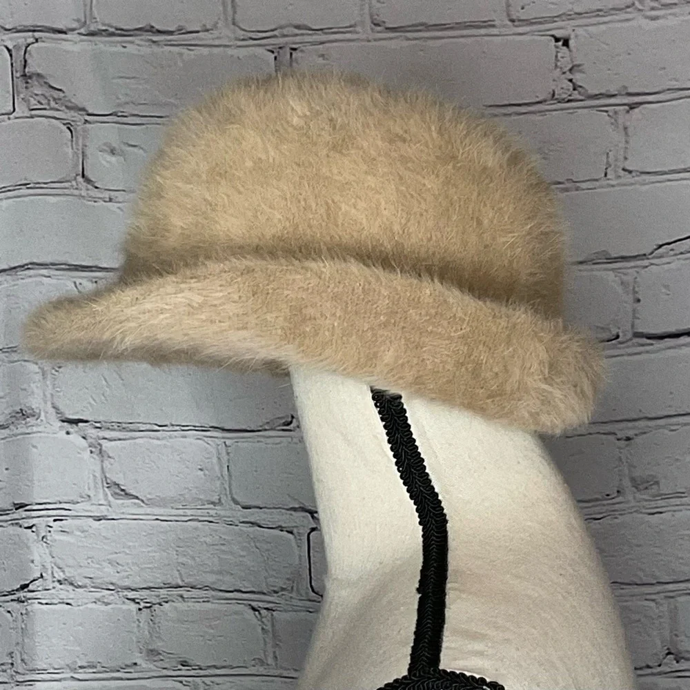 Betmar Vintage 1970s Tan Angora Wool Blend Bucket Hat France